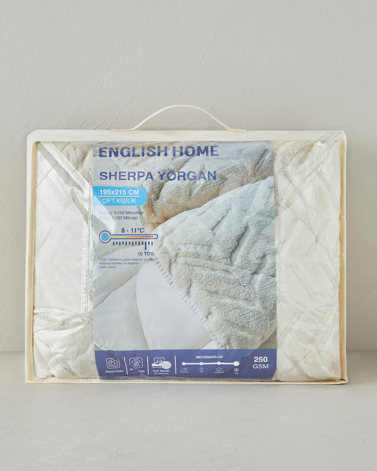 Sherpa Double Size Quilt 195x215 cm Cream (view 3)