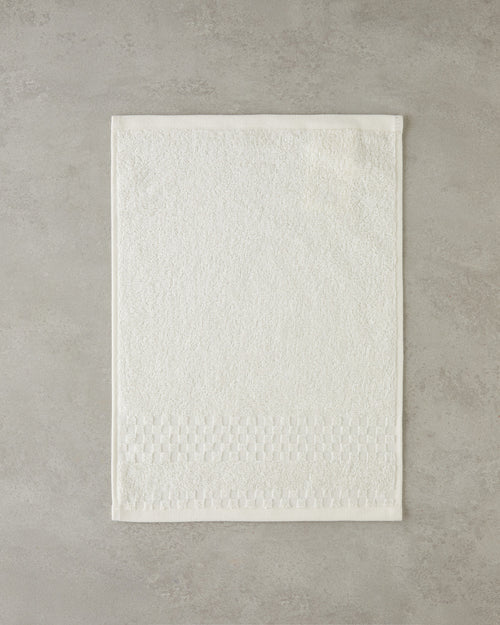 Border Check Cotton Hand Towel 30x40 cm - Ivory