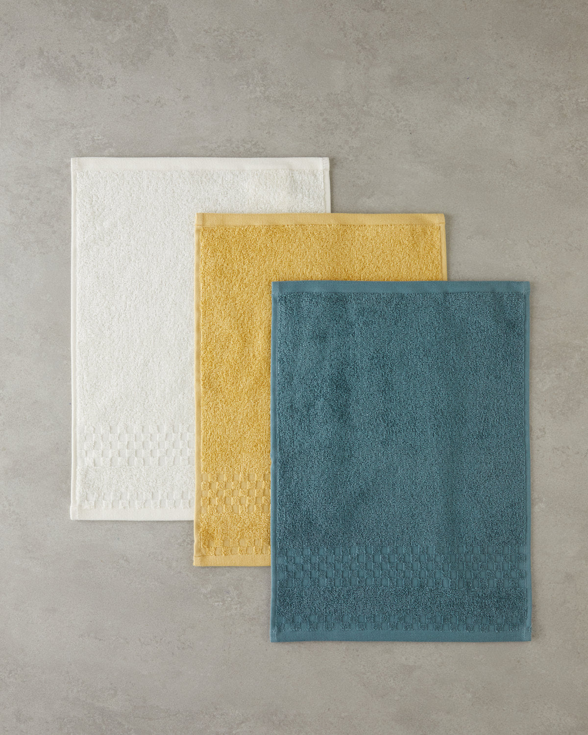 Border Check Cotton Hand Towel 30x40 cm - Petrol (view 3)