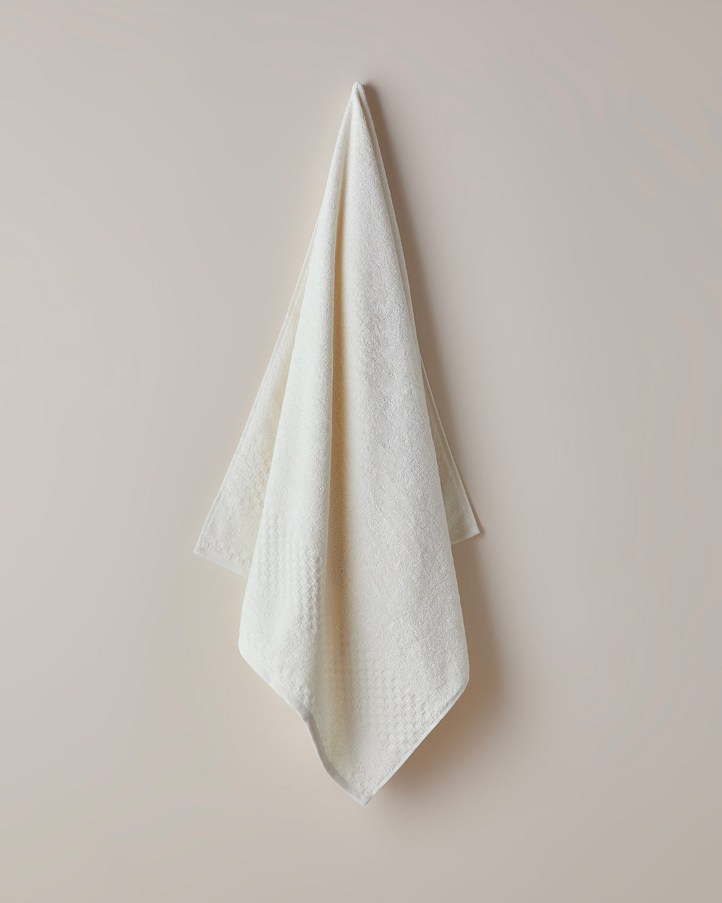 Border Check Cotton Bath Towel 70x140 cm - Ivory