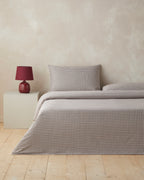 Yarn Dyed Single Size Duvet Cover Set 160x220 cm Brown
