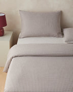 Yarn Dyed Single Size Duvet Cover Set 160x220 cm Brown (view 2)