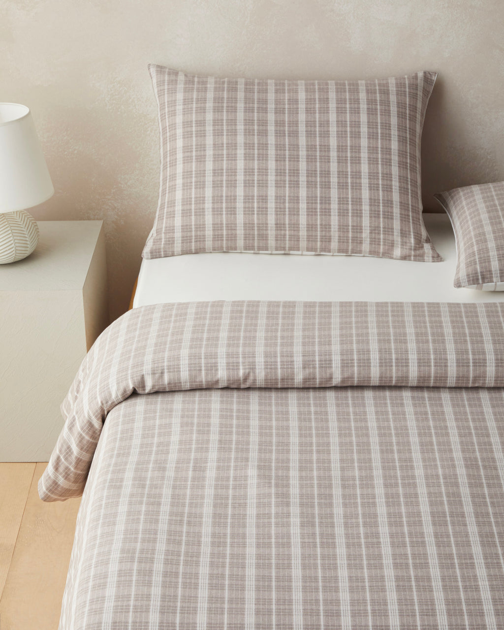 Yarn Dyed Single Size Duvet Cover Set 160x220 cm Dark Beige (view 2)