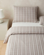 Yarn Dyed Single Size Duvet Cover Set 160x220 cm Dark Beige (view 2)