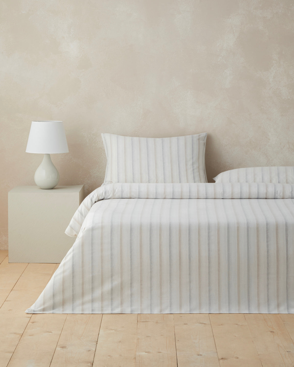 Yarn Dyed Single Size Duvet Cover Set 160x220 cm Beige - Gray