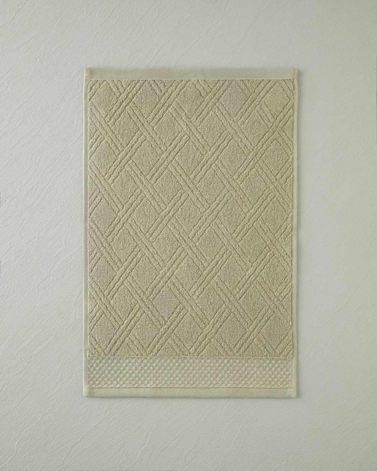 Cotton Hand Towel 30x45 cm - Ivory & Light Green (view 5)