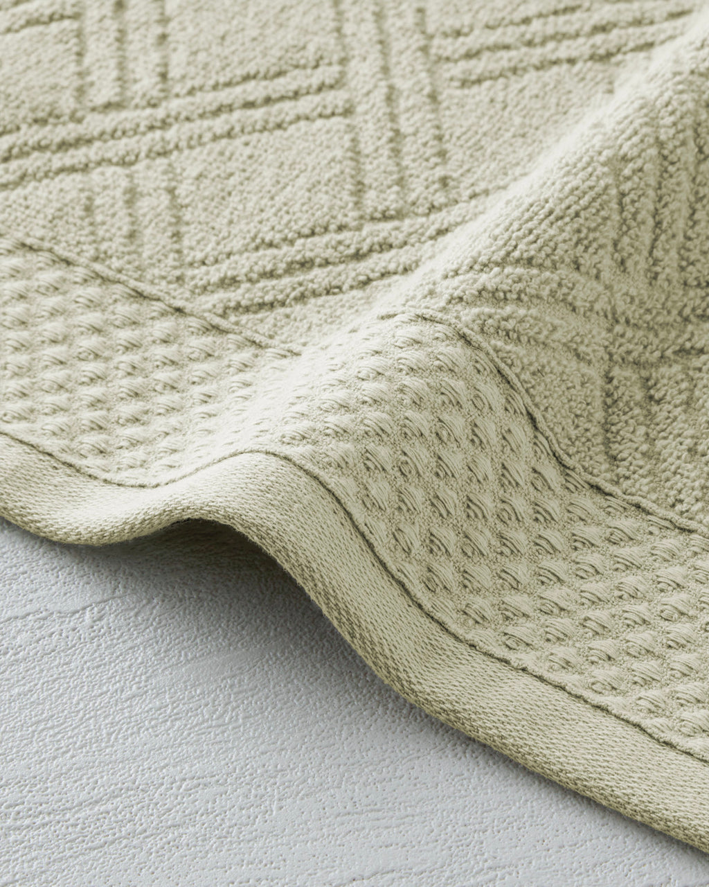 Cotton Hand Towel 30x45 cm - Ivory & Light Green (view 6)