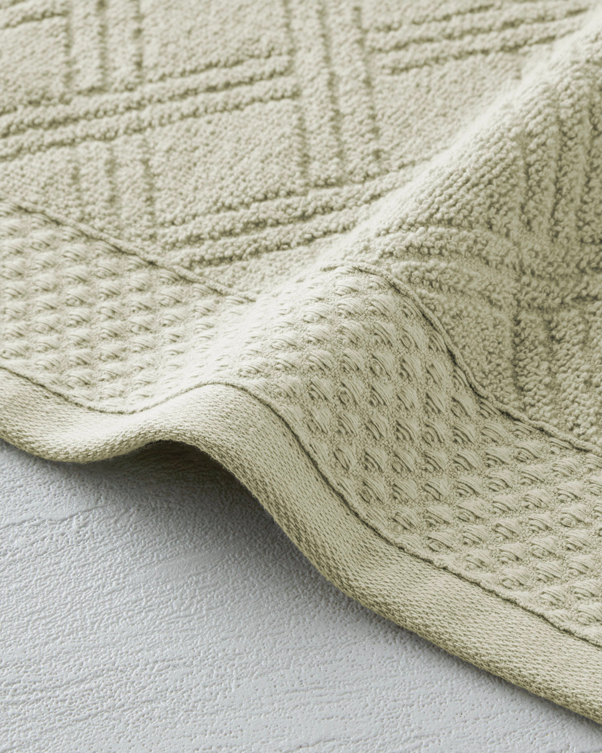 Cotton Hand Towel 30x45 cm - Ivory & Light Green (view 6)