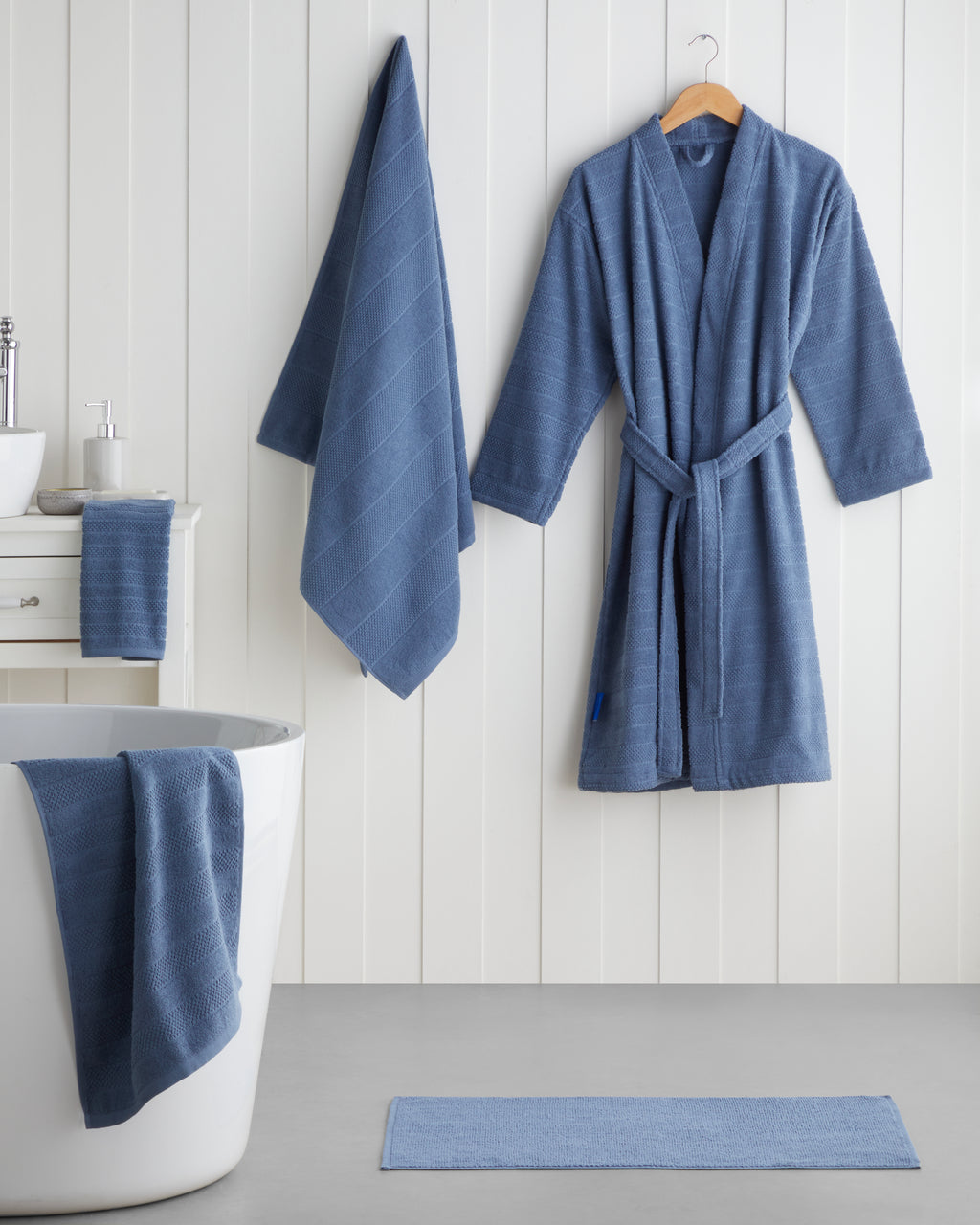 Cotton Hand Towel 30x45 cm - White & Navy Blue (view 8)