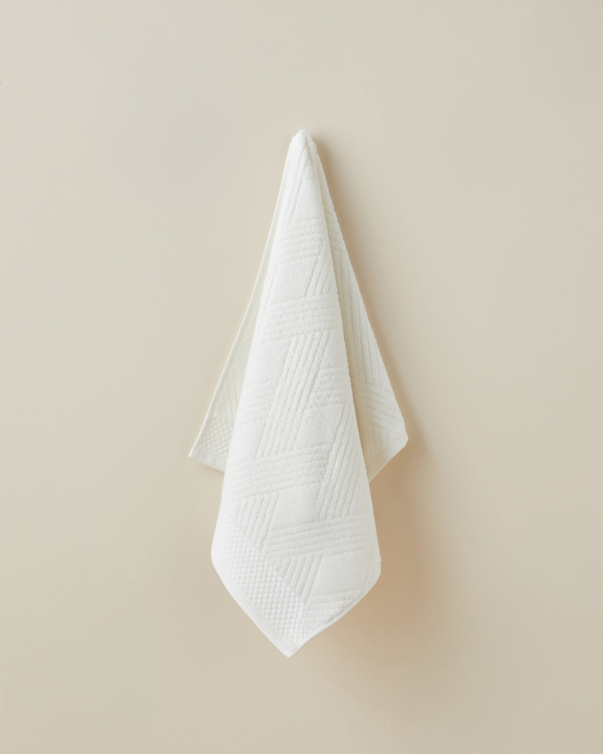 Cotton Face Towel 50x80 cm - Ivory & Light Green - Ivory
