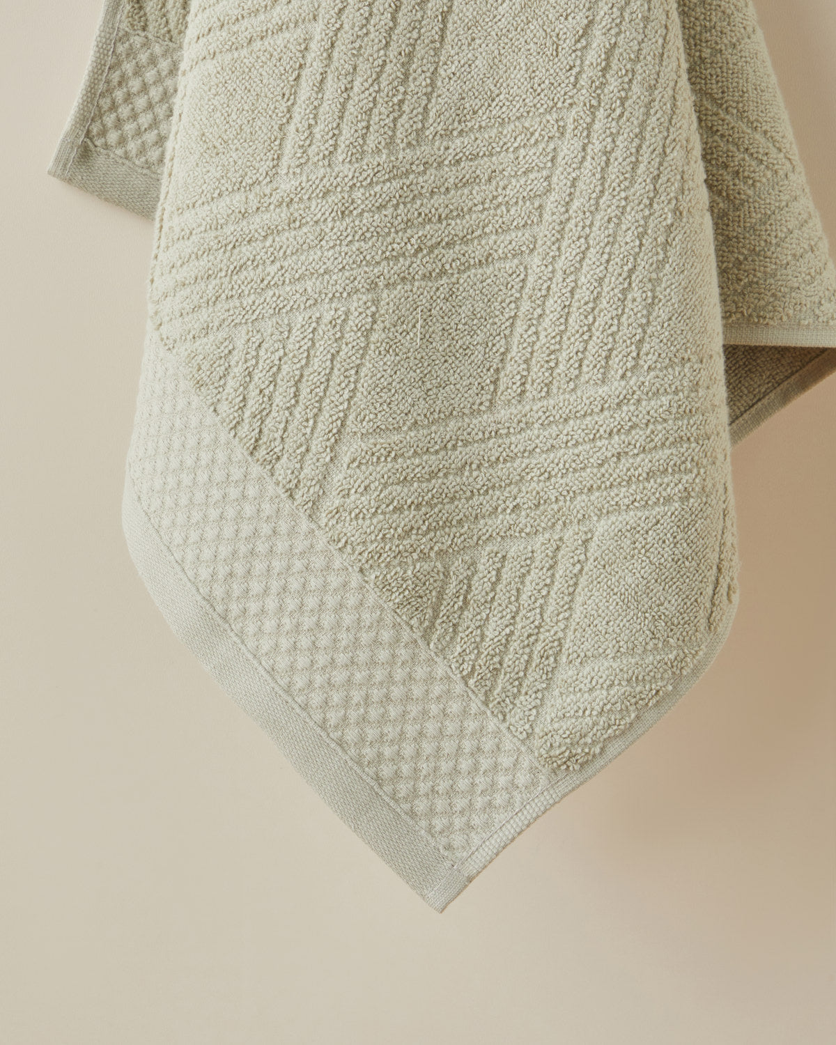 Cotton Face Towel 50x80 cm - Ivory & Light Green (view 6)