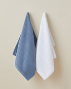 Cotton Face Towel 50x80 cm - White & Navy Blue (view 7)