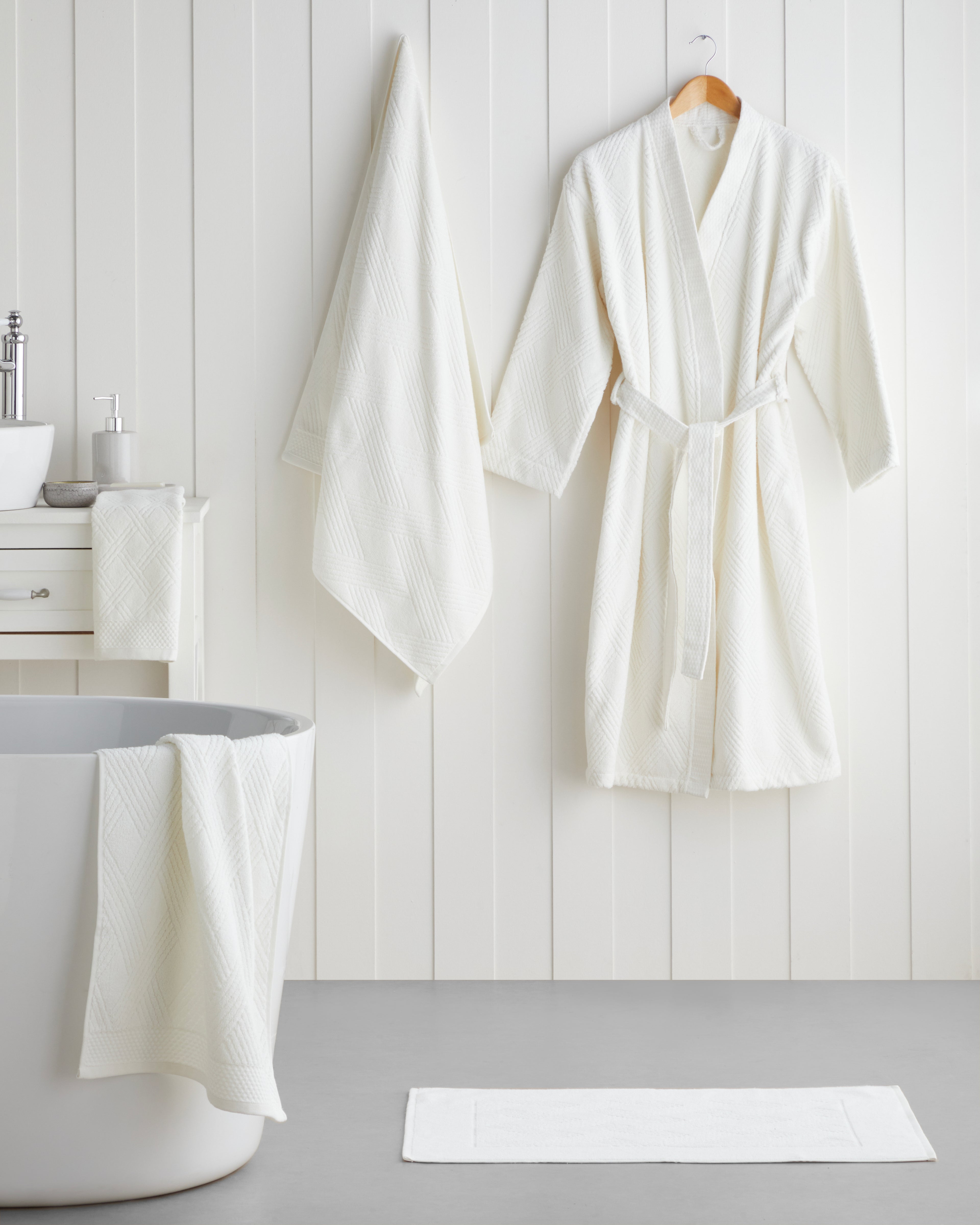 Cotton Foot Towel 50x70 cm - Ivory & Light Green (view 5)