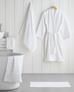 Cotton Foot Towel 50x70 cm - White & Navy Blue (view 5)