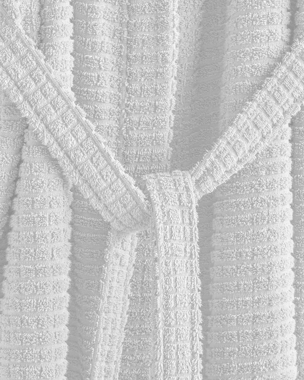 Chequer Cotton Bathrobe - Beige - S-M (view 2)
