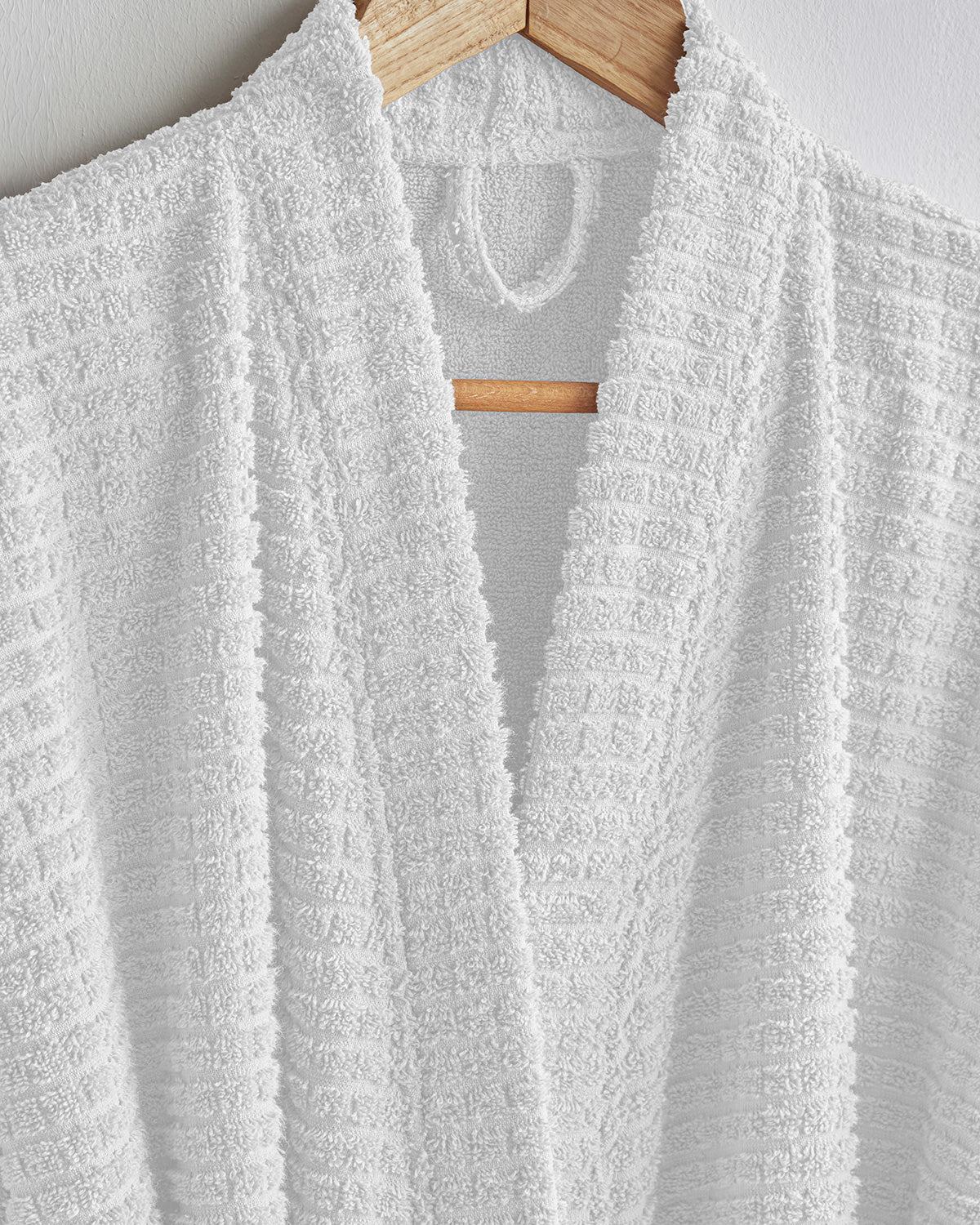 Chequer Cotton Bathrobe - Beige - L-XL (view 3)