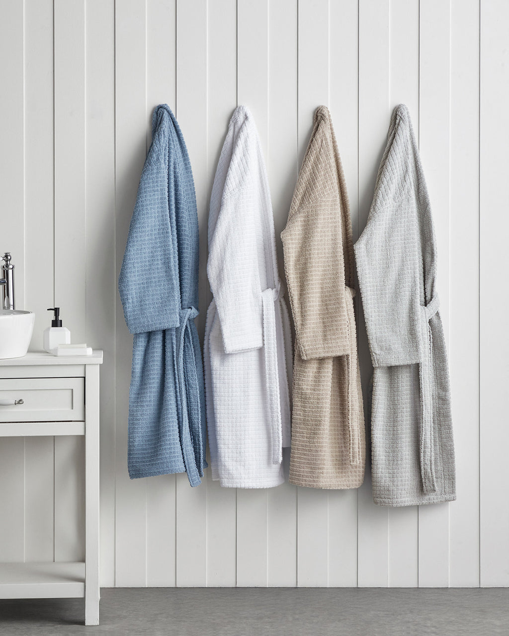 Chequer Cotton Bathrobe - Gray - S-M (view 4)