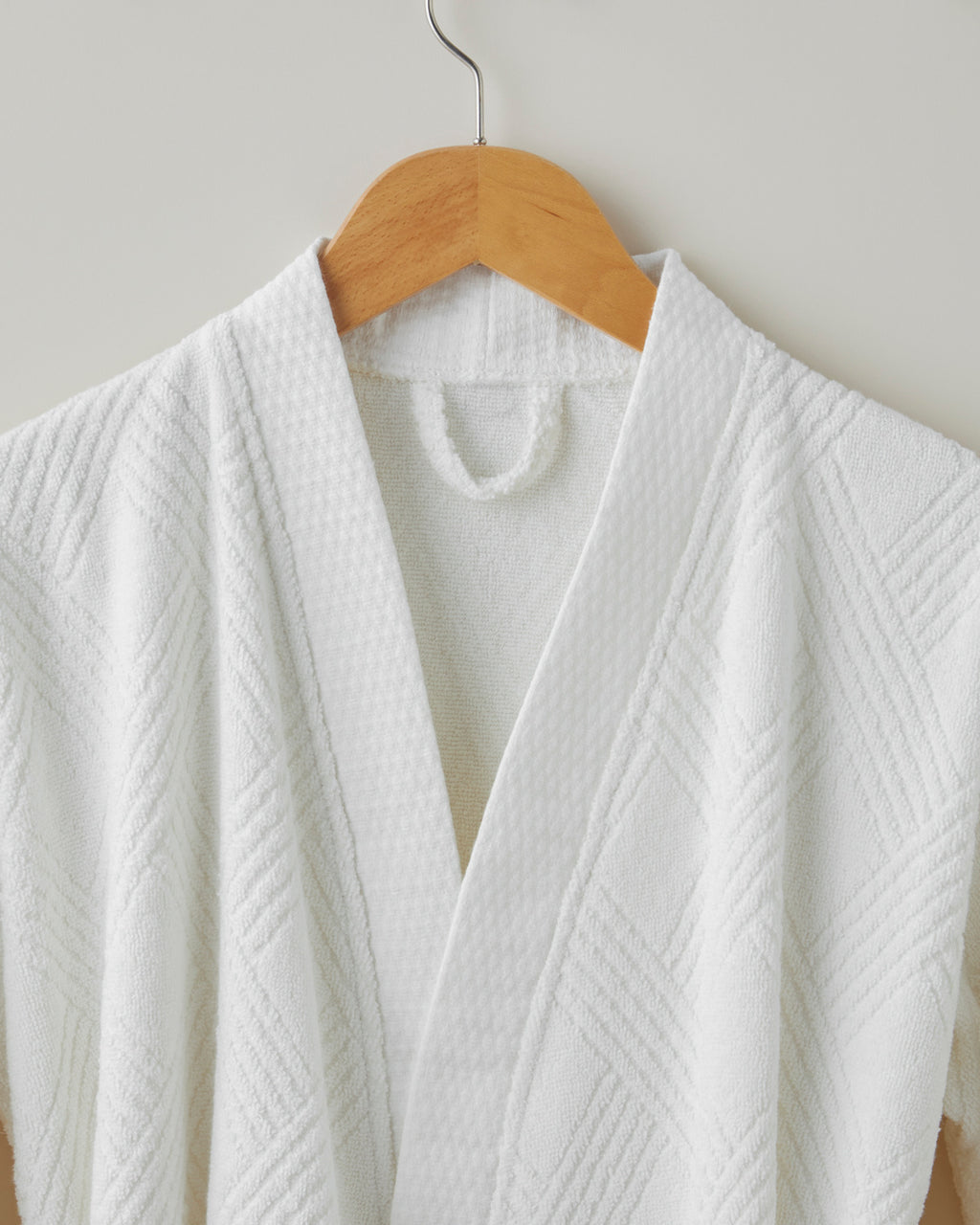 Cotton Bathrobe - Ivory & Light Green - Ivory - L-XL (view 2)