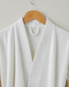 Cotton Bathrobe - Ivory & Light Green - Ivory - L-XL (view 2)