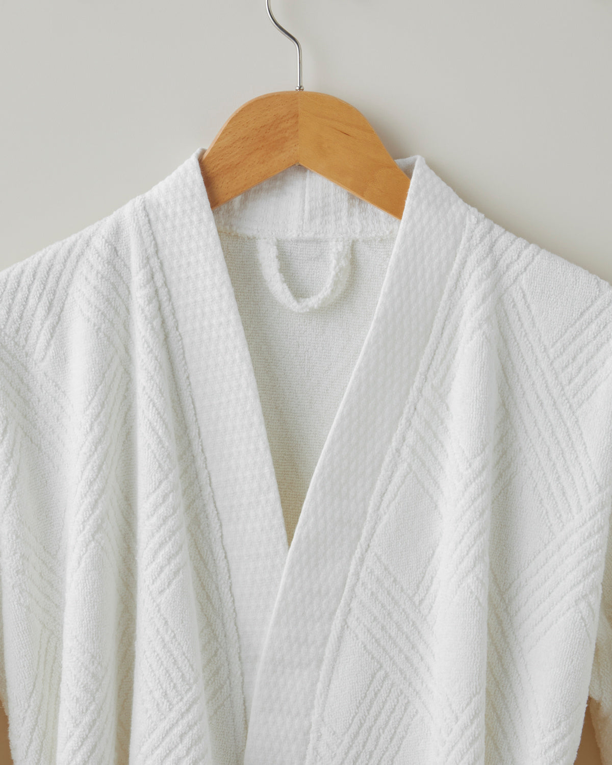Cotton Bathrobe - Ivory & Light Green - Ivory - L-XL (view 2)