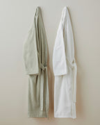 Cotton Bathrobe - Ivory & Light Green (view 5)