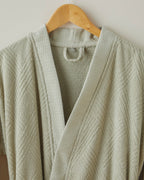 Cotton Bathrobe - Ivory & Light Green (view 8)