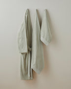 Cotton Bathrobe - Ivory & Light Green (view 17)