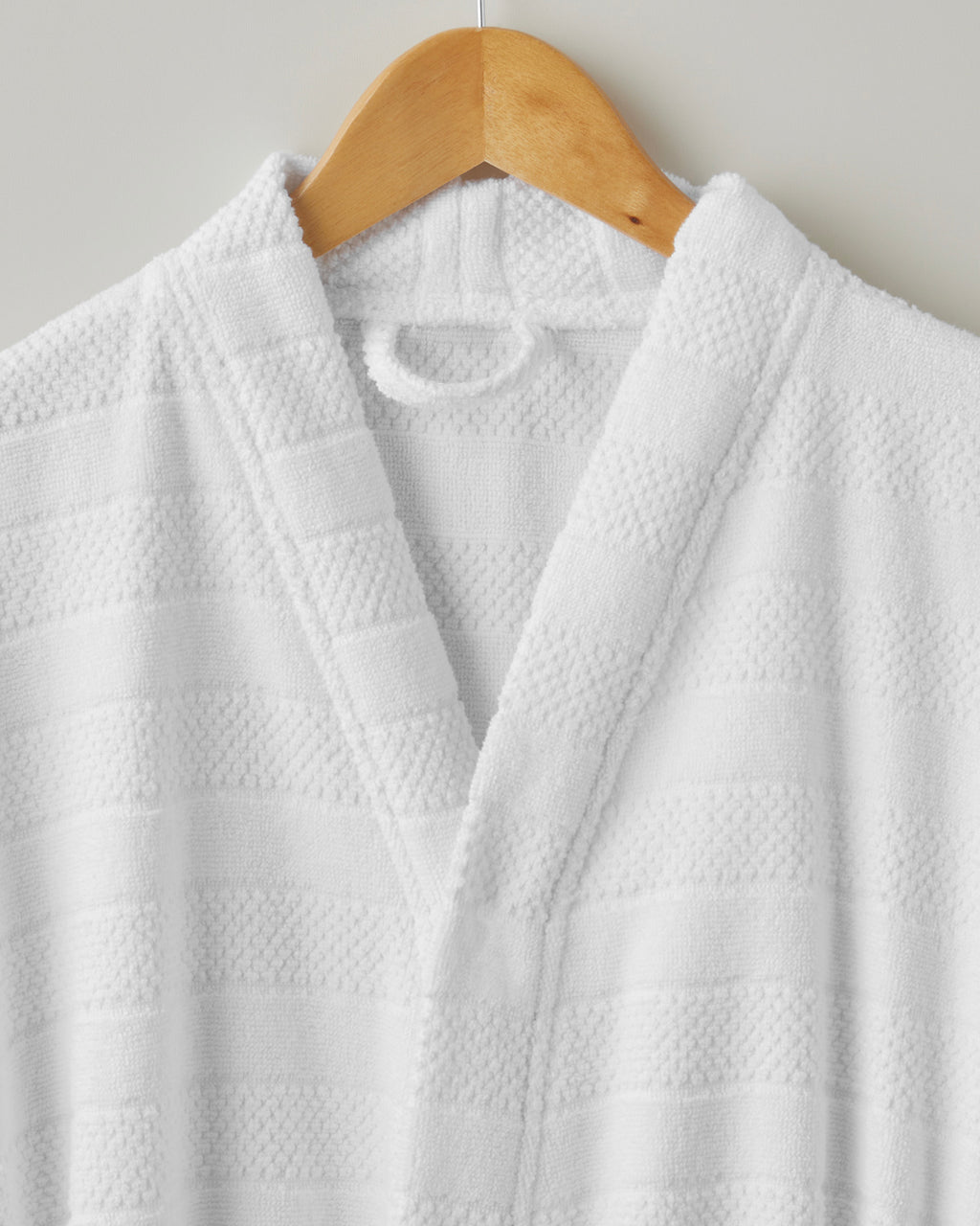Cotton Bathrobe - White & Navy Blue - White - L-XL (view 2)
