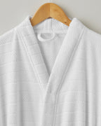 Cotton Bathrobe - White & Navy Blue - White - L-XL (view 2)