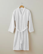 Cotton Bathrobe - White & Navy Blue (view 7)