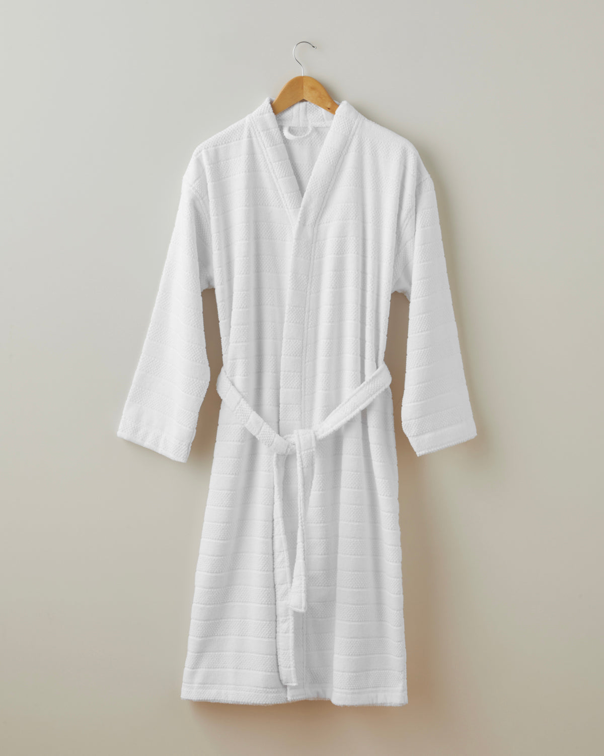Cotton Bathrobe - White & Navy Blue (view 7)