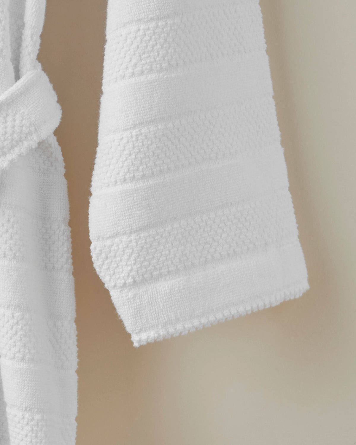 Cotton Bathrobe - White & Navy Blue (view 9)