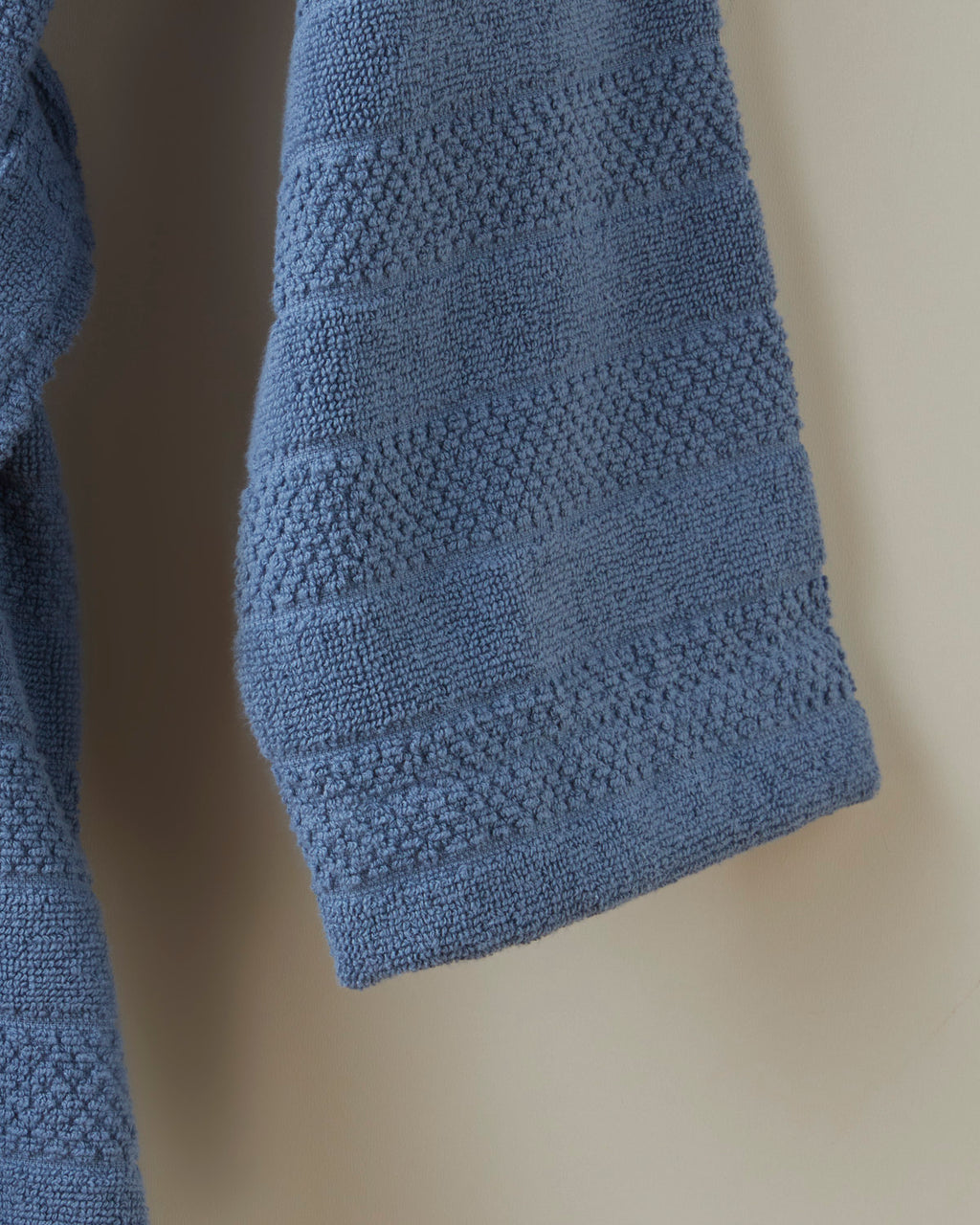 Cotton Bathrobe - White & Navy Blue (view 14)