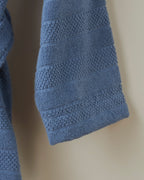 Cotton Bathrobe - White & Navy Blue (view 14)