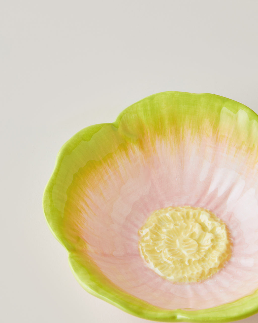 Flowerella Dolomite Snack Bowl 11 cm Pink - Green (view 3)