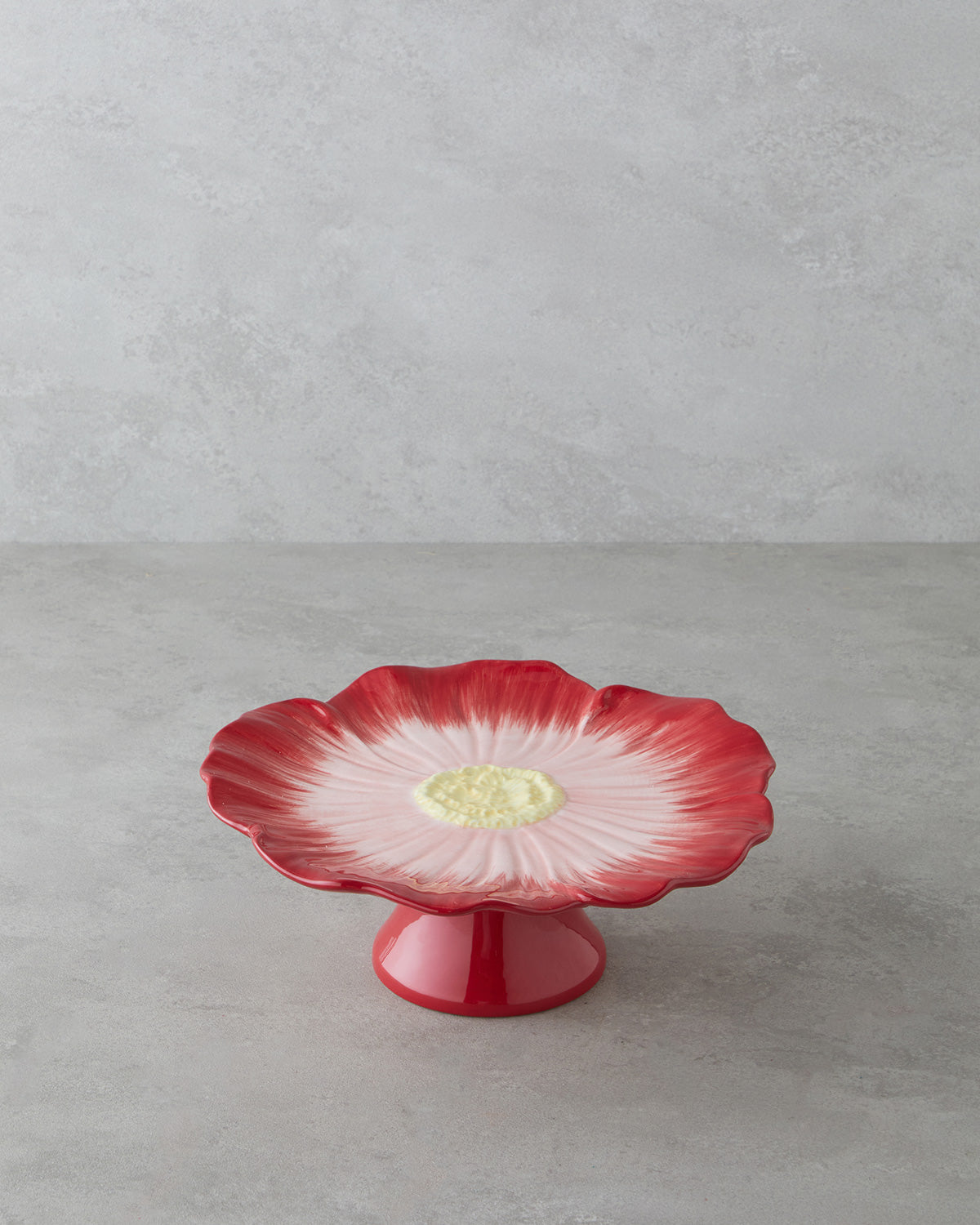 Flowerella Dolomite Cake Stand 26 cm - Red - Pink
