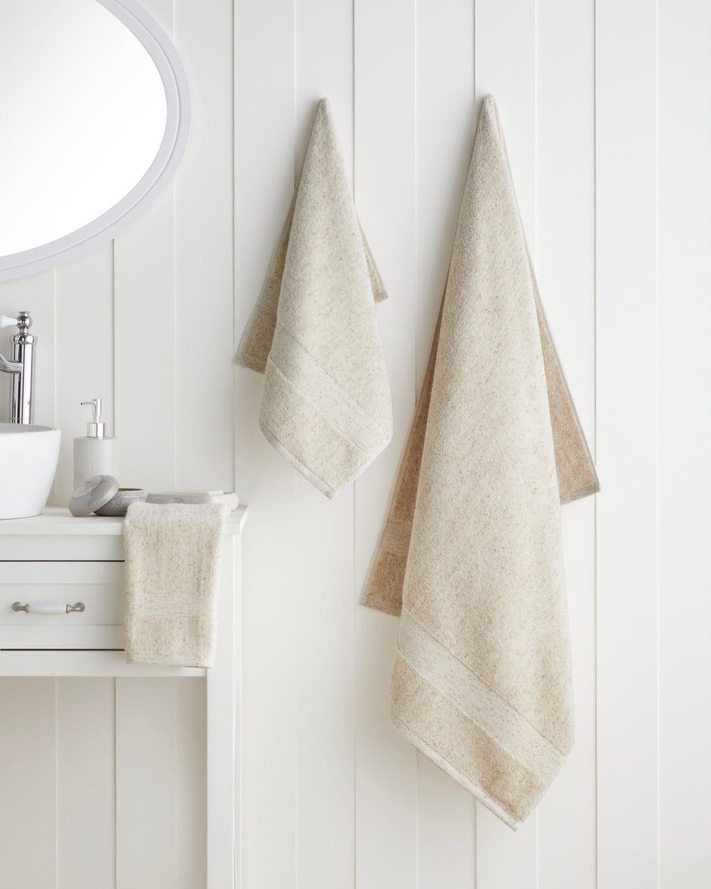 Melange Cotton Face Towel 50x80 cm Beige Marl (view 3)