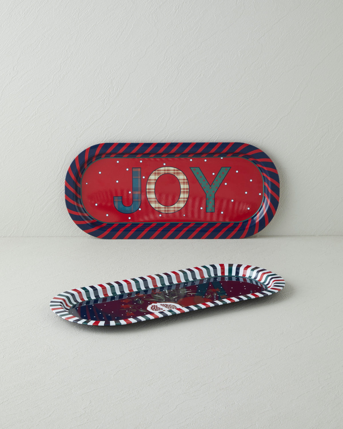Jolly Metal Tray 16x35 cm Red - Navy Blue (view 4)