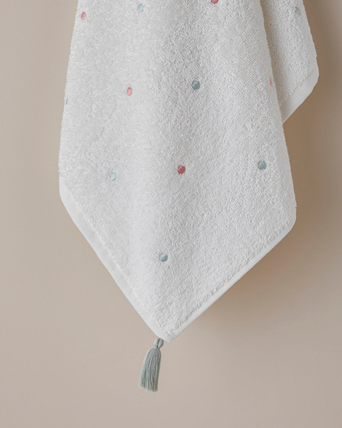 Cotton Fringed Face Towel 50x80 cm Pink - Green (view 2)