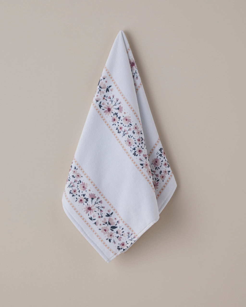 Daisy Pink Cotton Face Towel 50x80 cm White