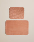 Gridline Anti-slip Base Bath Mat Set 60x80 cm + 40x60 cm - Salmon