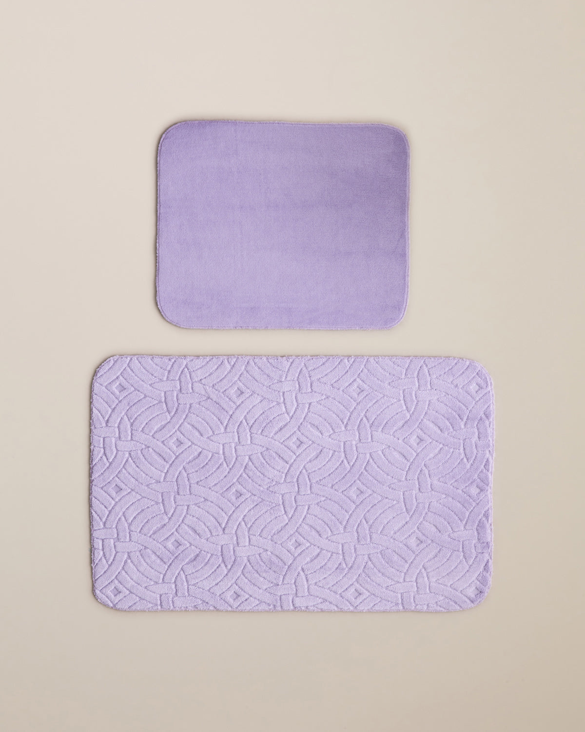 Wavelet Anti-slip Base Bath Mat Set 60x80 cm + 40x60 cm Violet