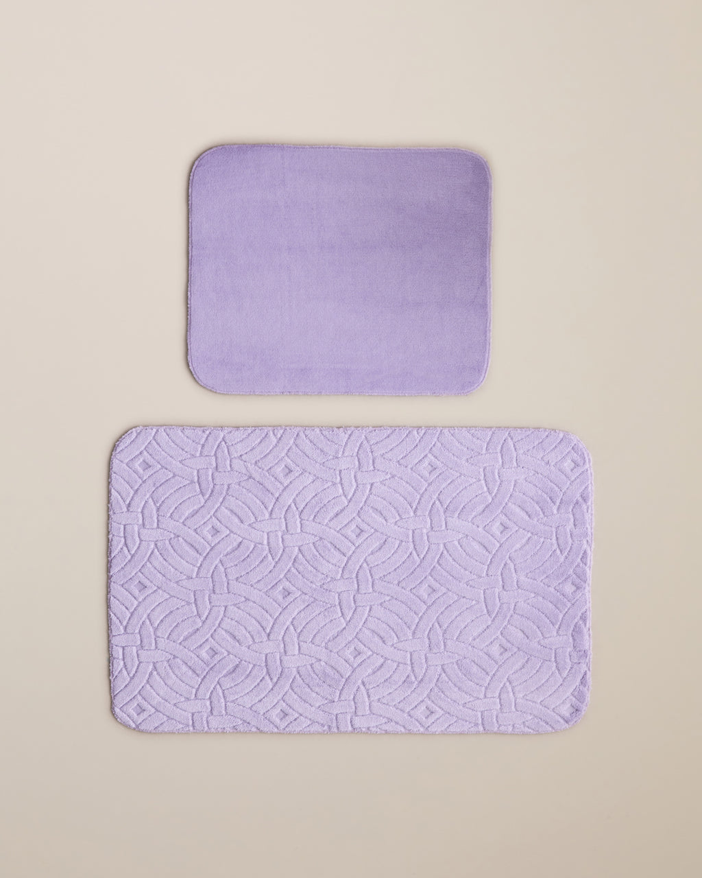 Wavelet Anti-slip Base Bath Mat Set 60x100 cm + 50x60 cm - Violet