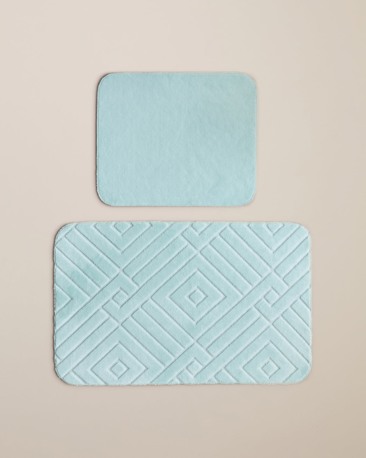 Twillow Anti-slip Base Bath Mat Set 60x80 cm + 40x60 cm Light Blue