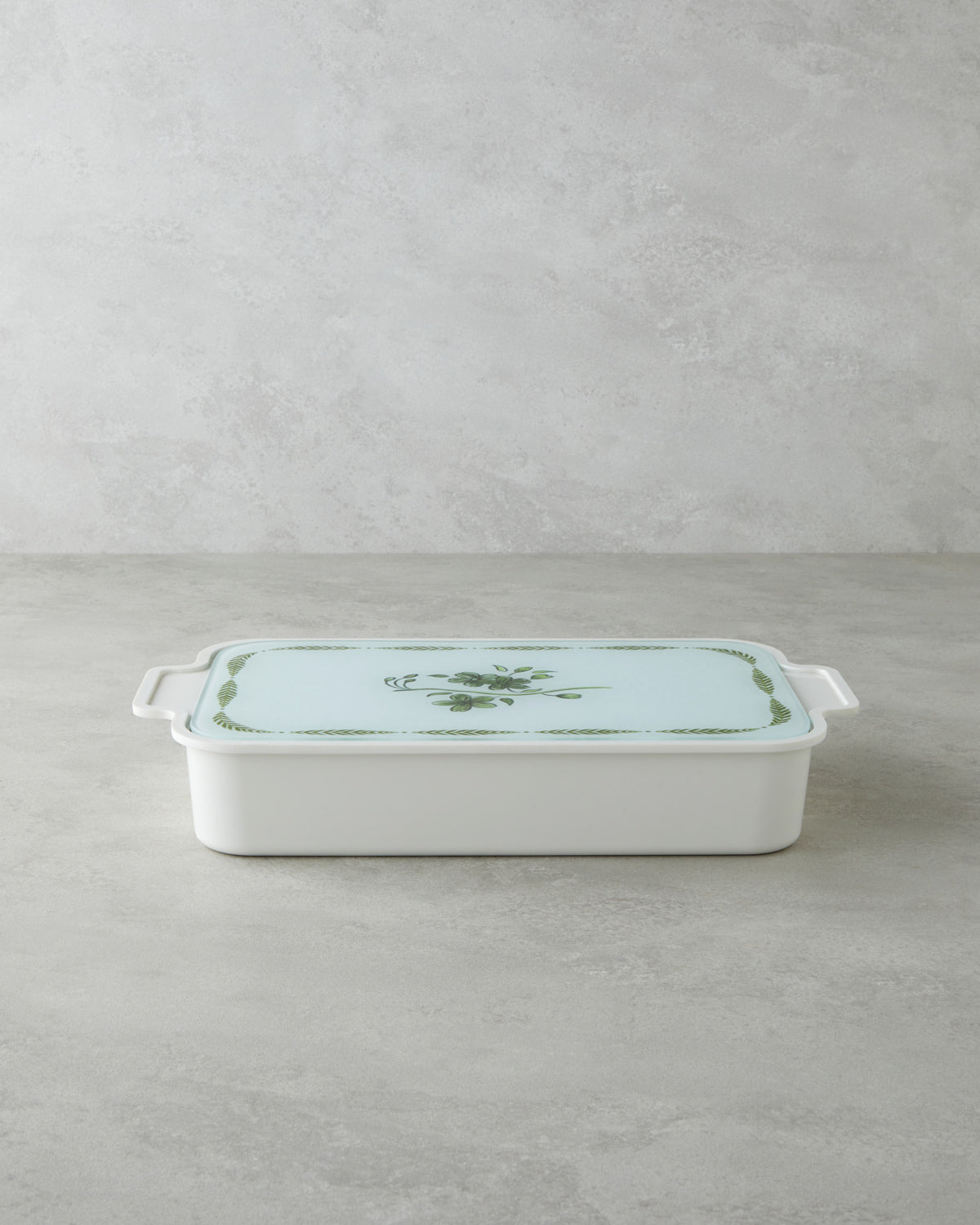 Plantopia Melamine with Glass Cover (6-piece) Breakfast Container 39x21 cm White - Green