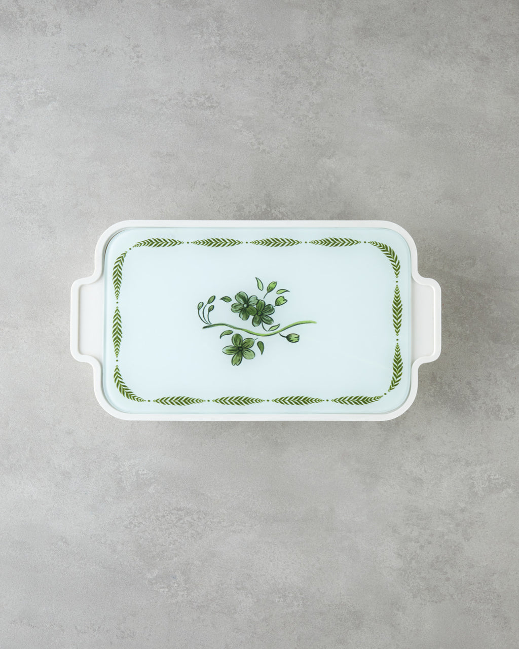 Plantopia Melamine with Glass Cover (6-piece) Breakfast Container 39x21 cm White - Green (view 2)
