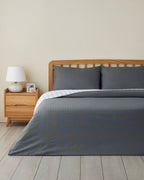 Easy Iron Duvet Cover Set - Navy Blue - Terracotta & Green - Navy Blue - Terracotta - Single 160x220 cm