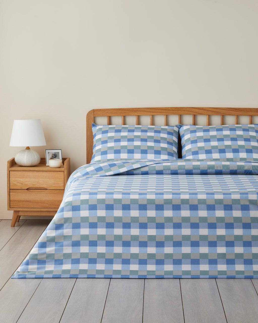Easy Iron Duvet Cover Set - Gray - Mustard & Celadon - Blue (view 11)