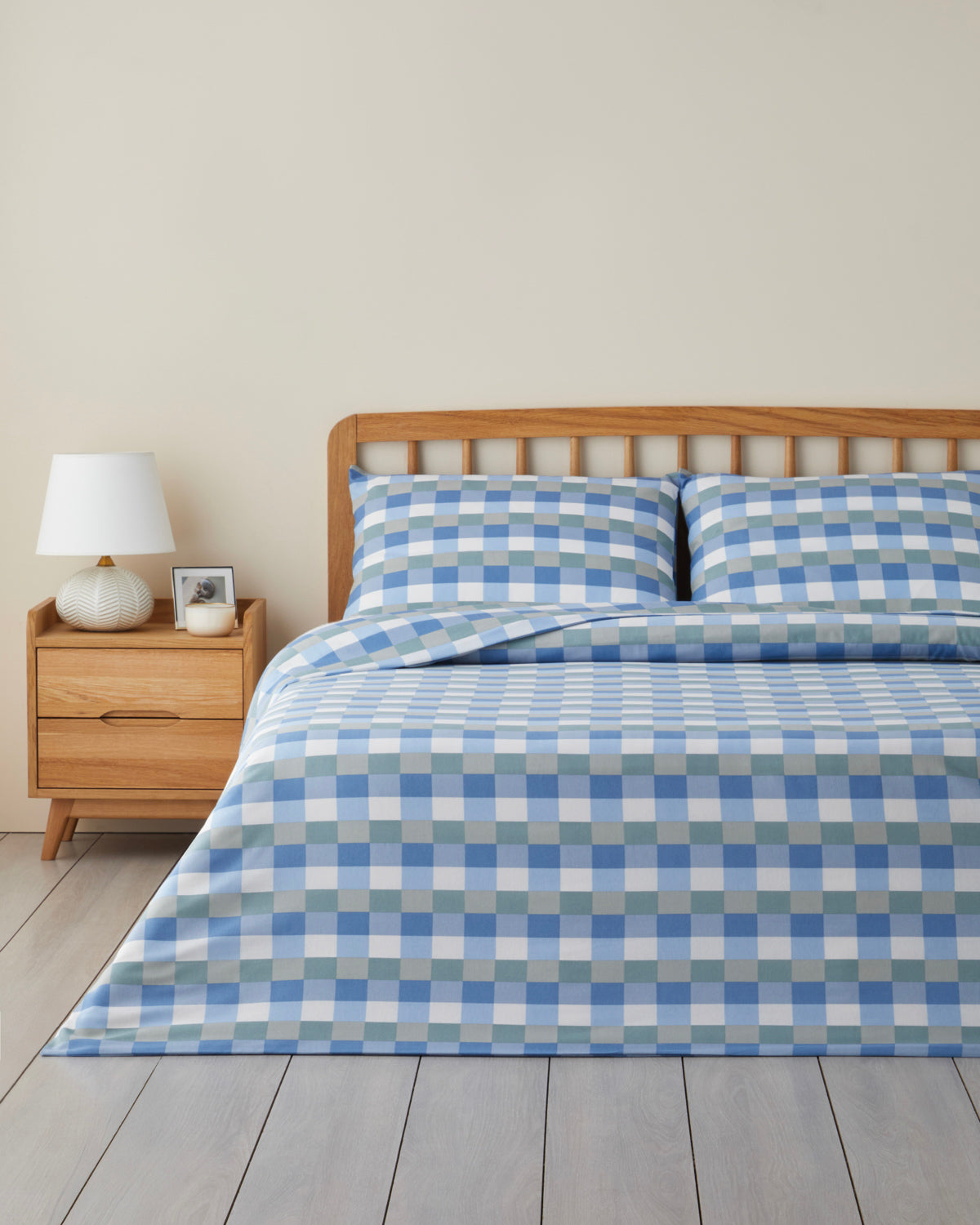 Easy Iron Duvet Cover Set - Gray - Mustard & Celadon - Blue (view 16)