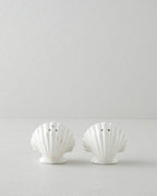 Seashell Stoneware 2 pcs Salt and Pepper Shaker 8x5x7 cm White